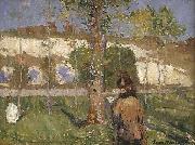John Peter Russell Madame Sisley on the banks of the Loing at Moret oil